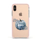 Grey Pumpkin Apple iPhone Xs Impact Case Pink Edge on Gold Phone