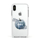 Grey Pumpkin Apple iPhone Xs Impact Case White Edge on Silver Phone
