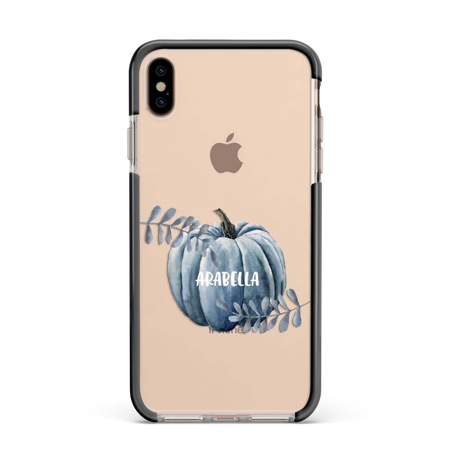 Grey Pumpkin Apple iPhone Xs Max Impact Case Black Edge on Gold Phone