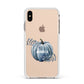 Grey Pumpkin Apple iPhone Xs Max Impact Case White Edge on Gold Phone