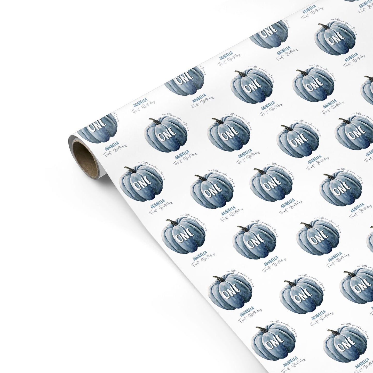 Grey Pumpkin Personalised Gift Wrap