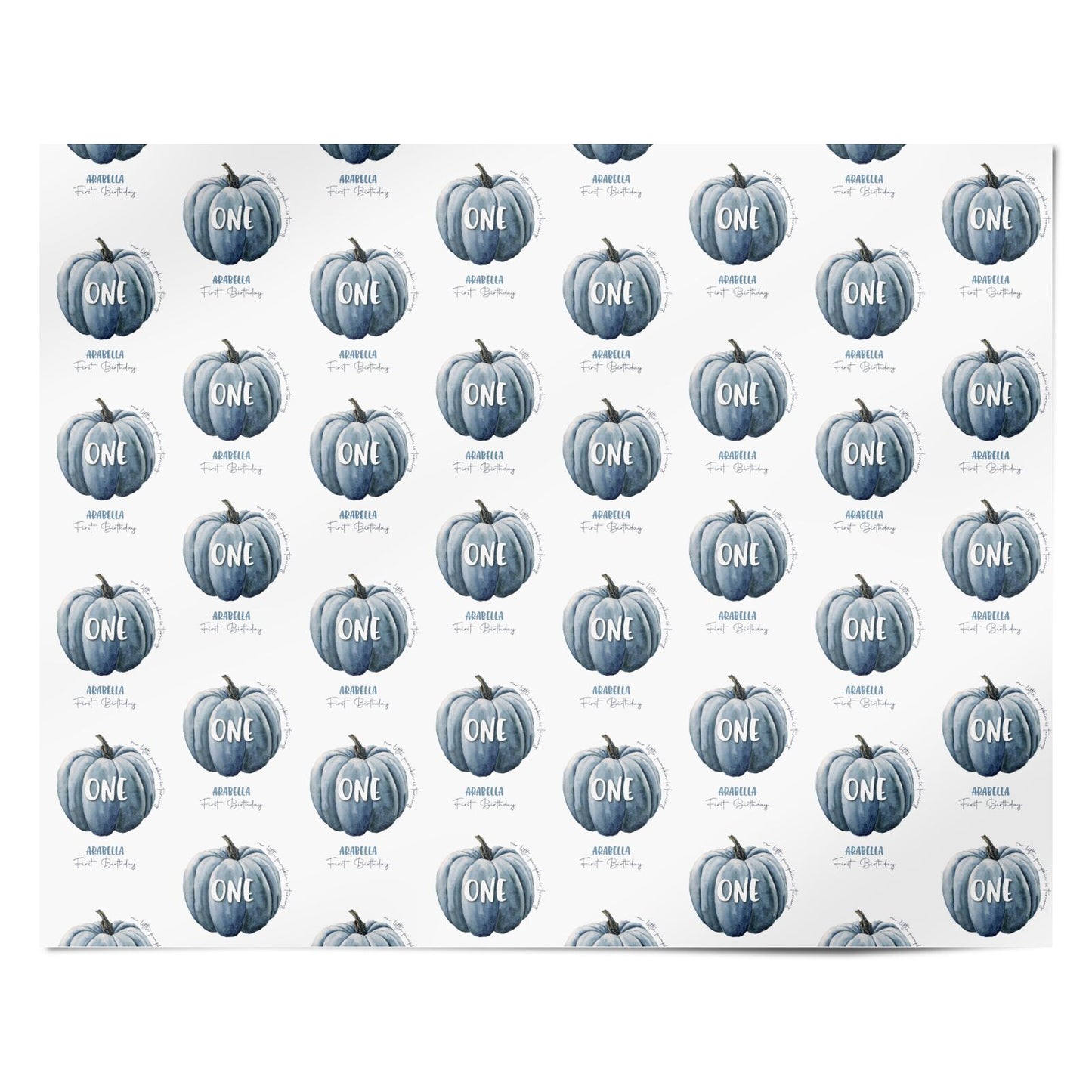 Grey Pumpkin Personalised Wrapping Paper Alternative