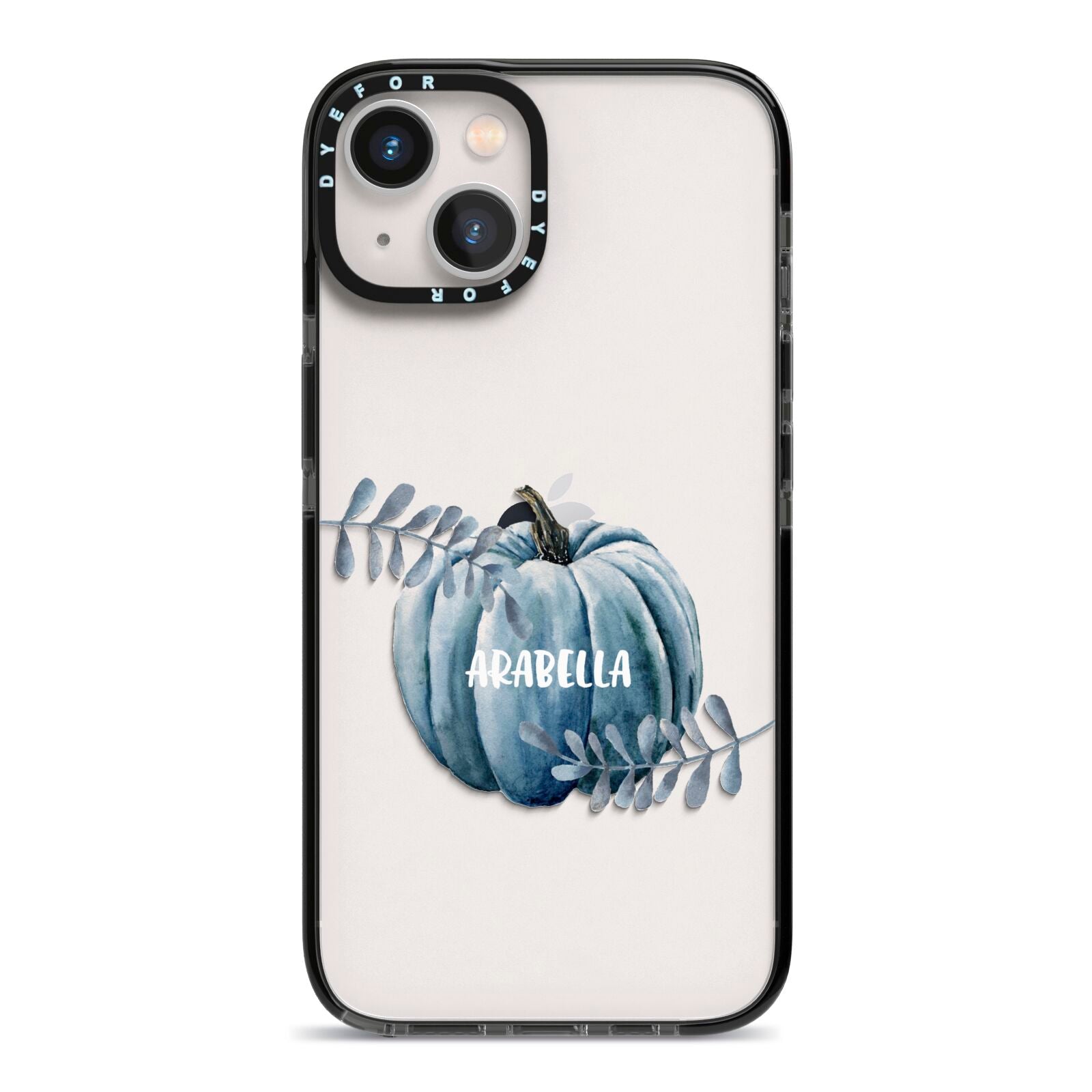 Grey Pumpkin iPhone 13 Black Impact Case on Silver phone