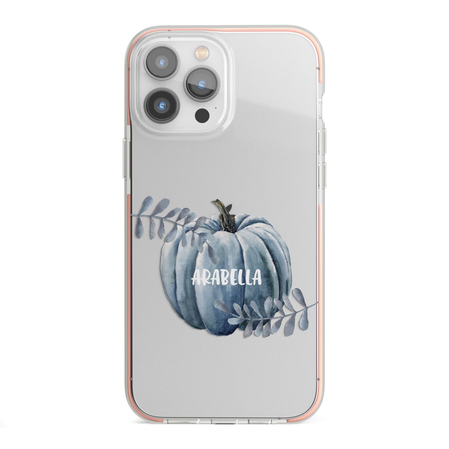 Grey Pumpkin iPhone 13 Pro Max TPU Impact Case with Pink Edges