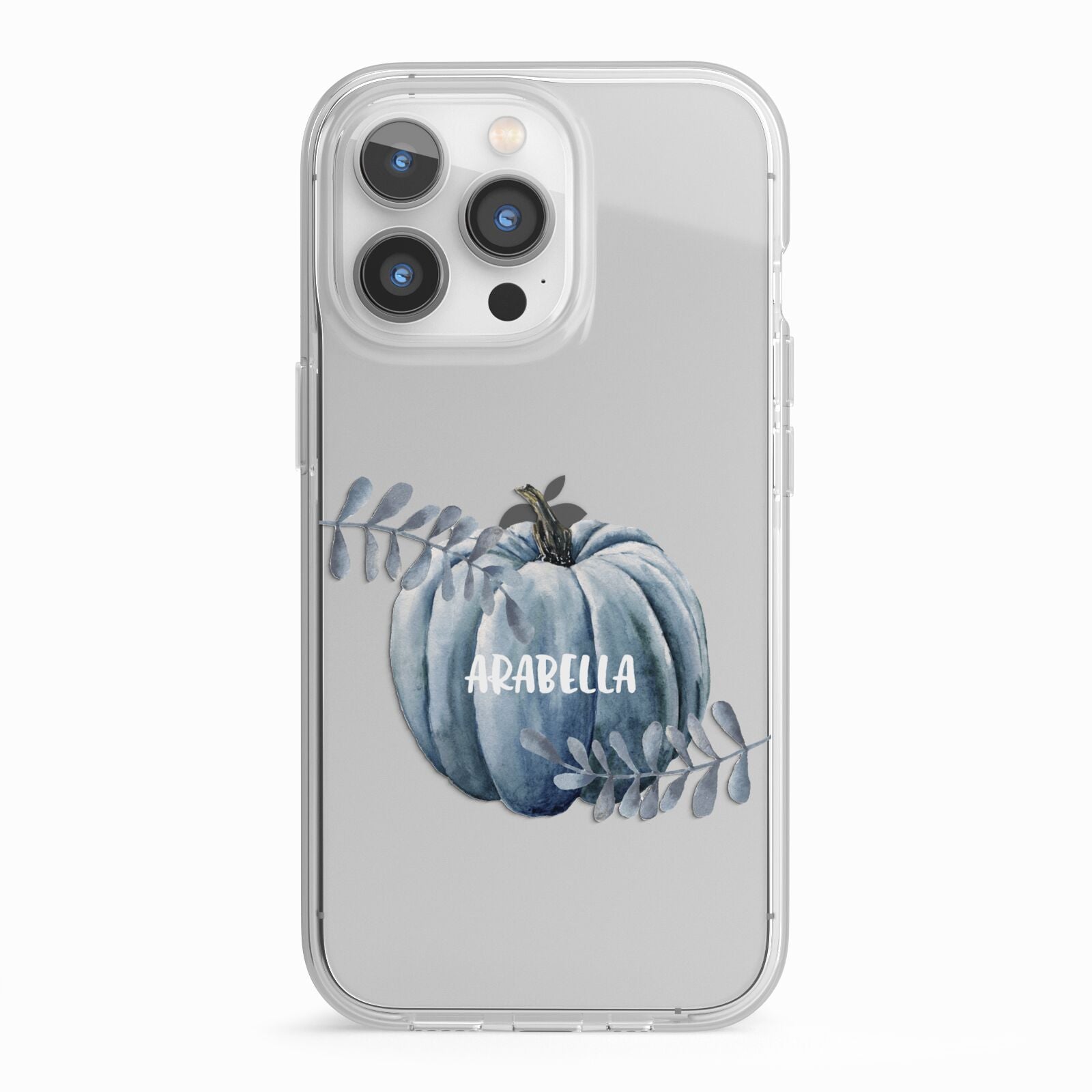 Grey Pumpkin iPhone 13 Pro TPU Impact Case with White Edges