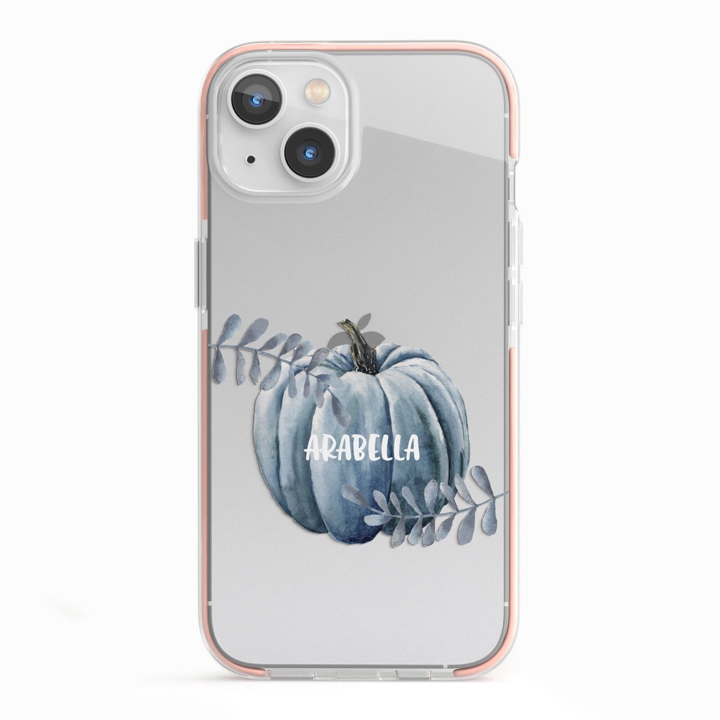 Grey Pumpkin iPhone 13 TPU Impact Case with Pink Edges