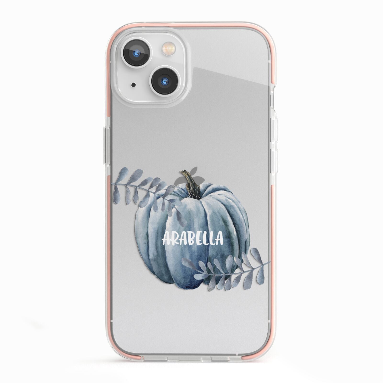 Grey Pumpkin iPhone 13 TPU Impact Case with Pink Edges
