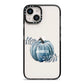 Grey Pumpkin iPhone 14 Black Impact Case on Silver phone