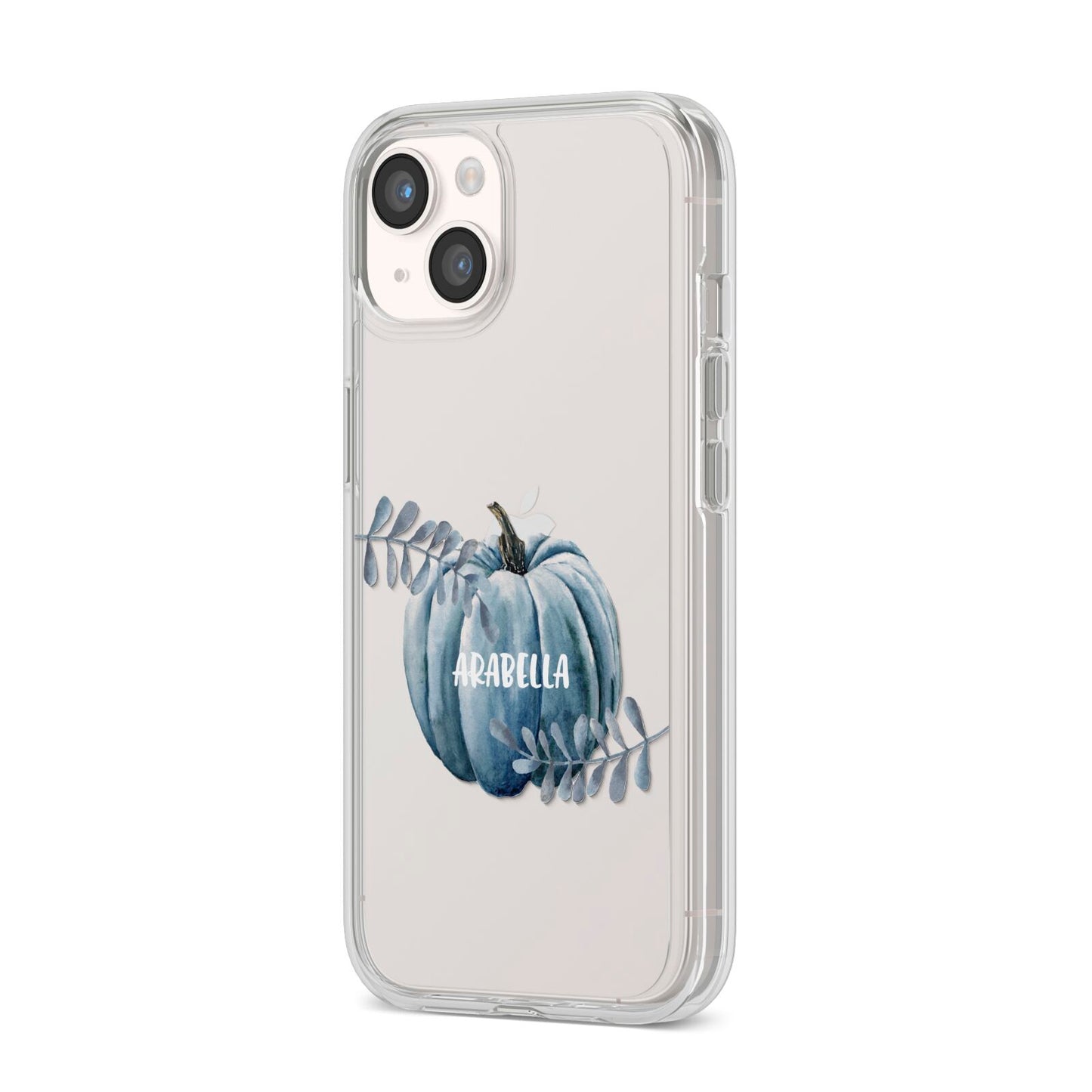 Grey Pumpkin iPhone 14 Clear Tough Case Starlight Angled Image