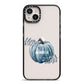 Grey Pumpkin iPhone 14 Plus Black Impact Case on Silver phone