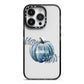 Grey Pumpkin iPhone 14 Pro Black Impact Case on Silver phone