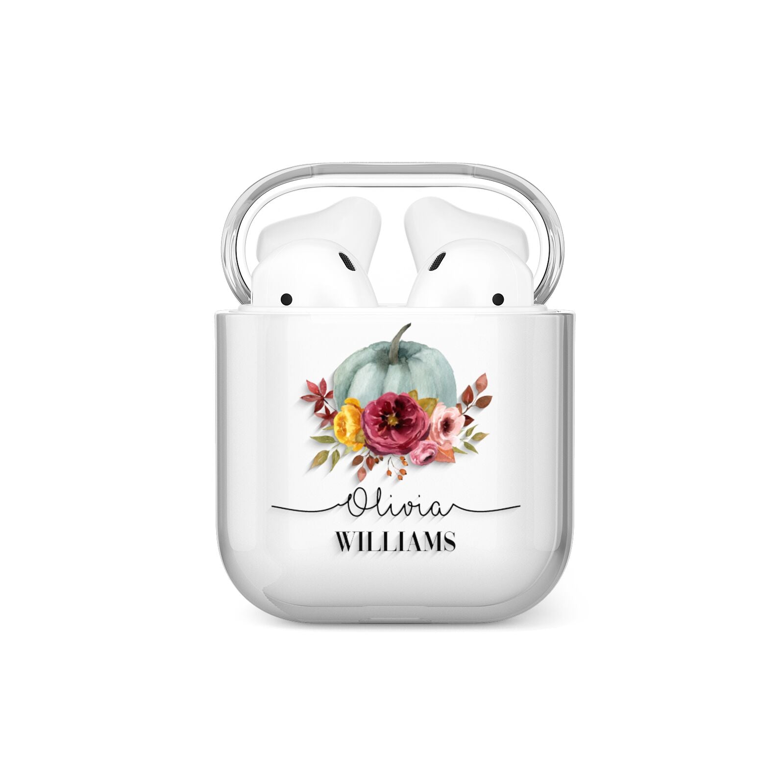 Grey Watercolour Pumpkins with Text AirPods Case
