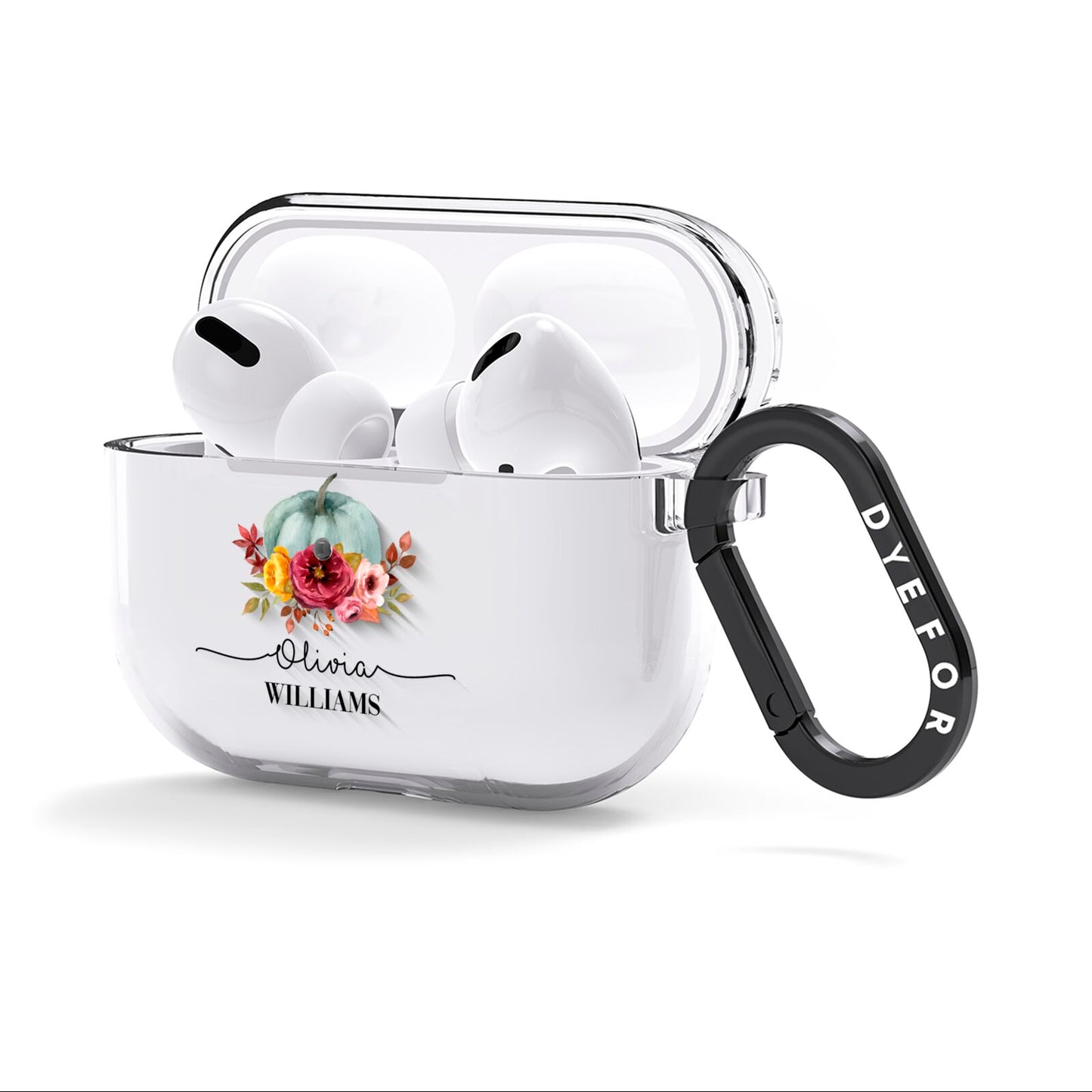 Grey Watercolour Pumpkins with Text AirPods Clear Case 3rd Gen Side Image