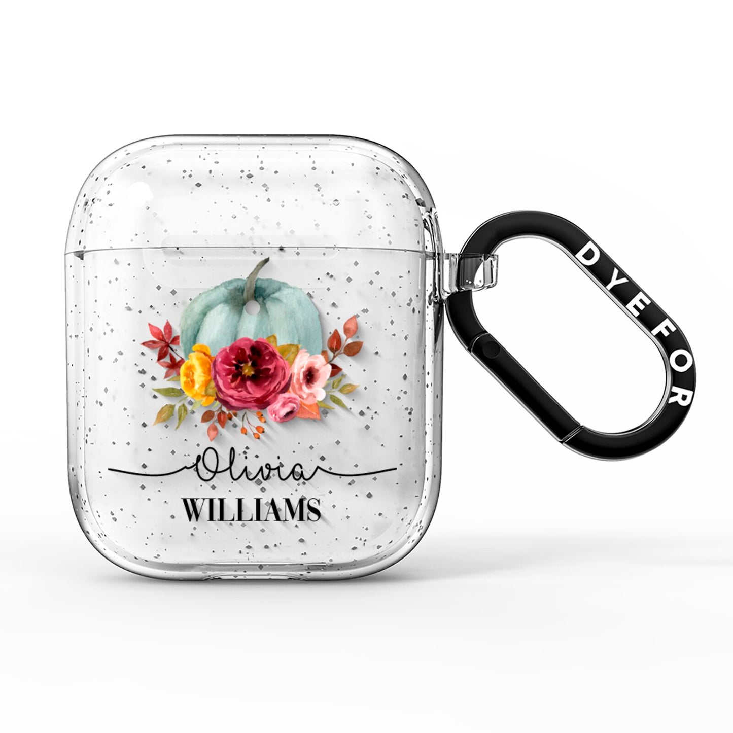 Grey Watercolour Pumpkins with Text AirPods Glitter Case