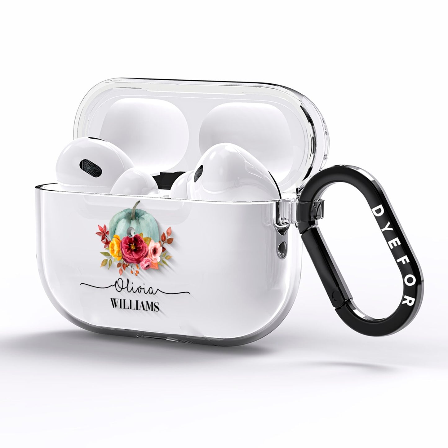 Grey Watercolour Pumpkins with Text AirPods Pro Clear Case Side Image