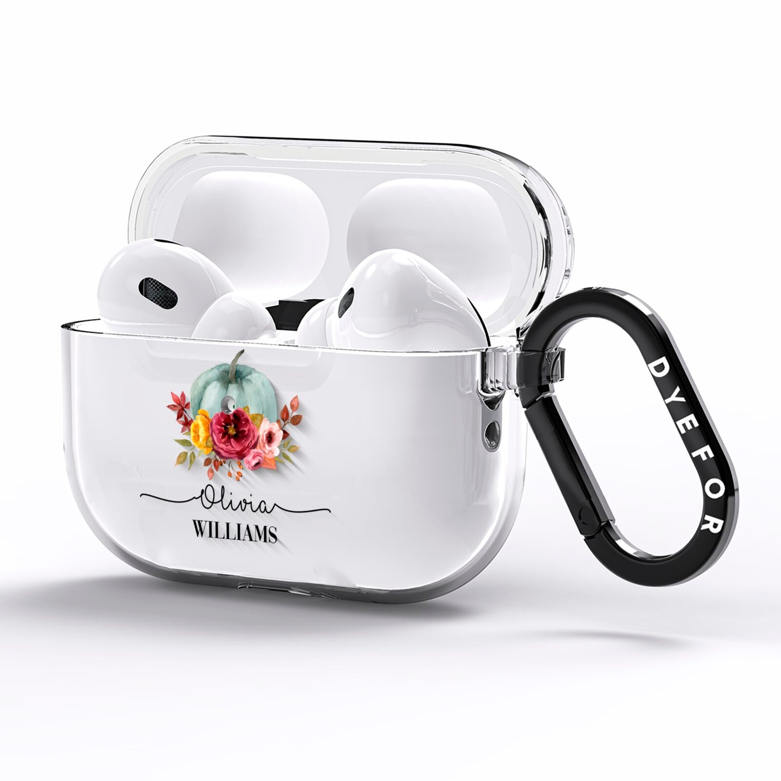 Grey Watercolour Pumpkins with Text AirPods Pro Clear Case Side Image