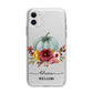 Grey Watercolour Pumpkins with Text Apple iPhone 11 in White with Bumper Case