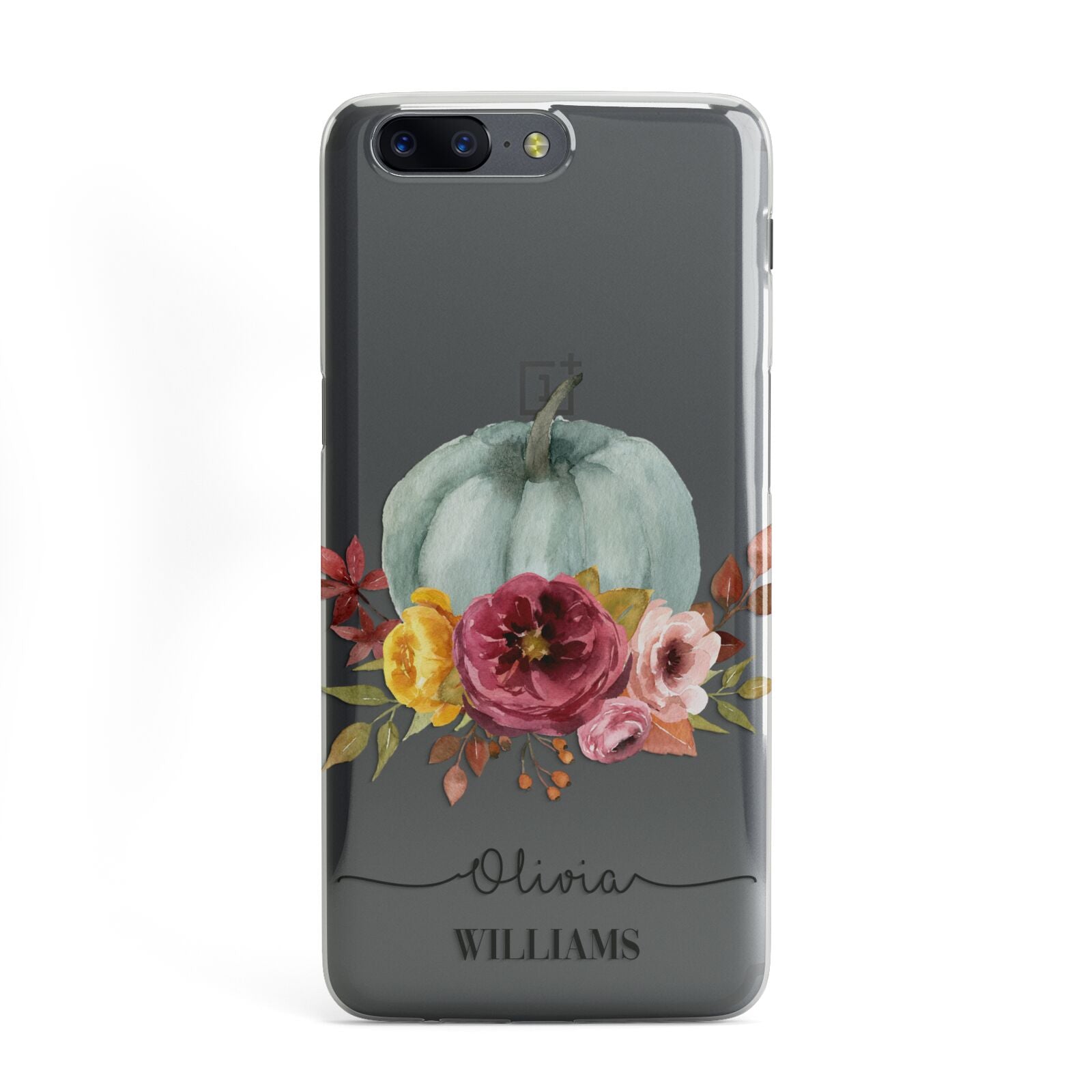 Grey Watercolour Pumpkins with Text OnePlus Case