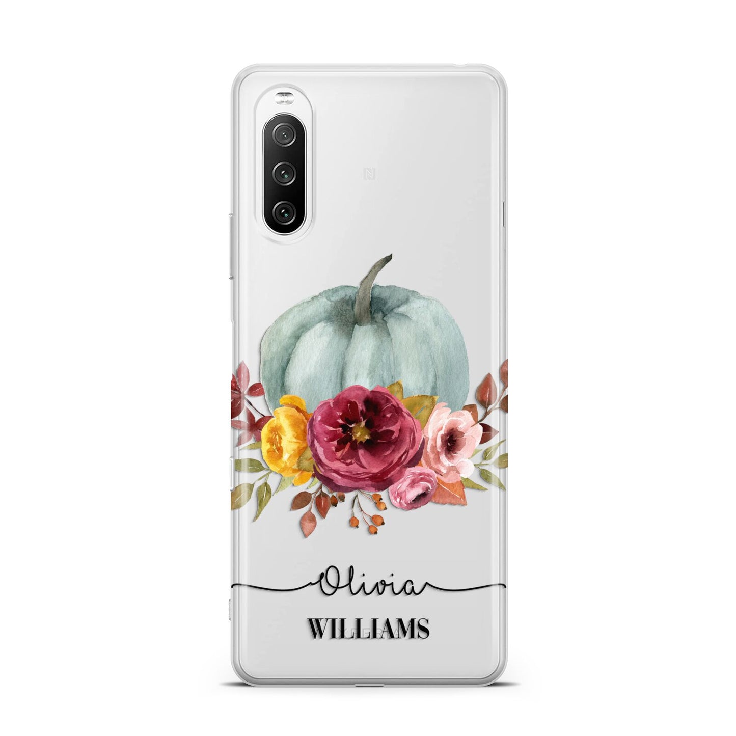 Grey Watercolour Pumpkins with Text Sony Xperia 10 III Case