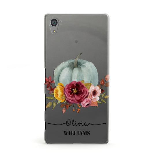 Grey Watercolour Pumpkins with Text Sony Xperia Case