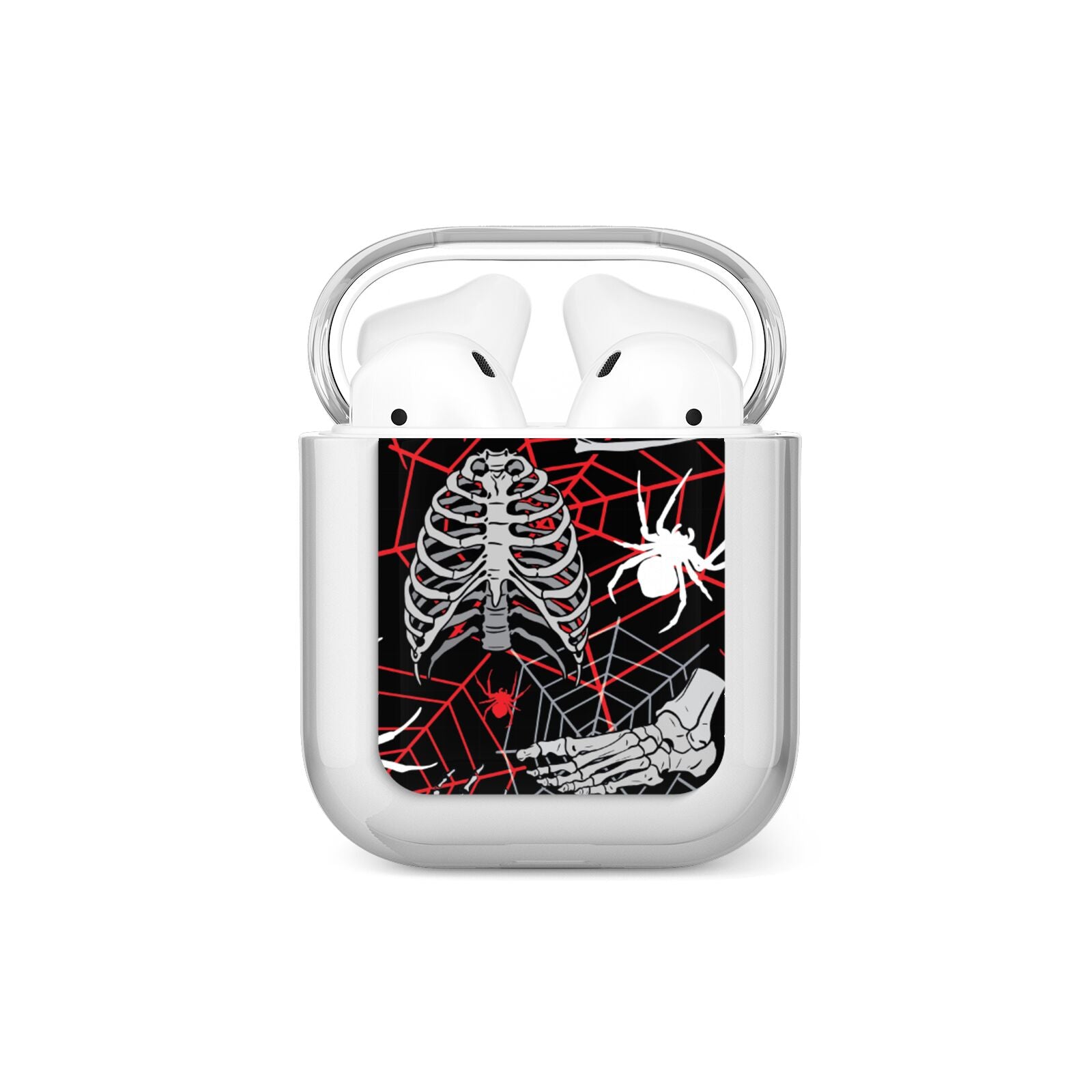 Grey and Red Cobwebs AirPods Case