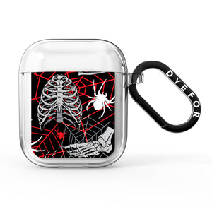 Grey and Red Cobwebs AirPods Case