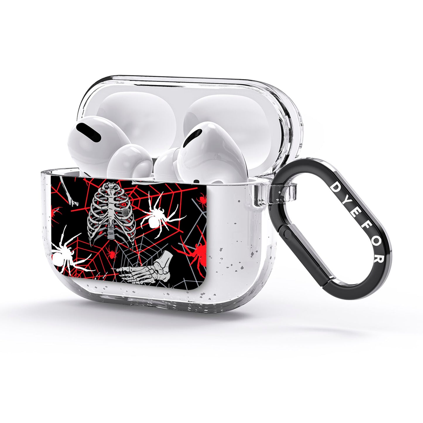 Grey and Red Cobwebs AirPods Glitter Case 3rd Gen Side Image