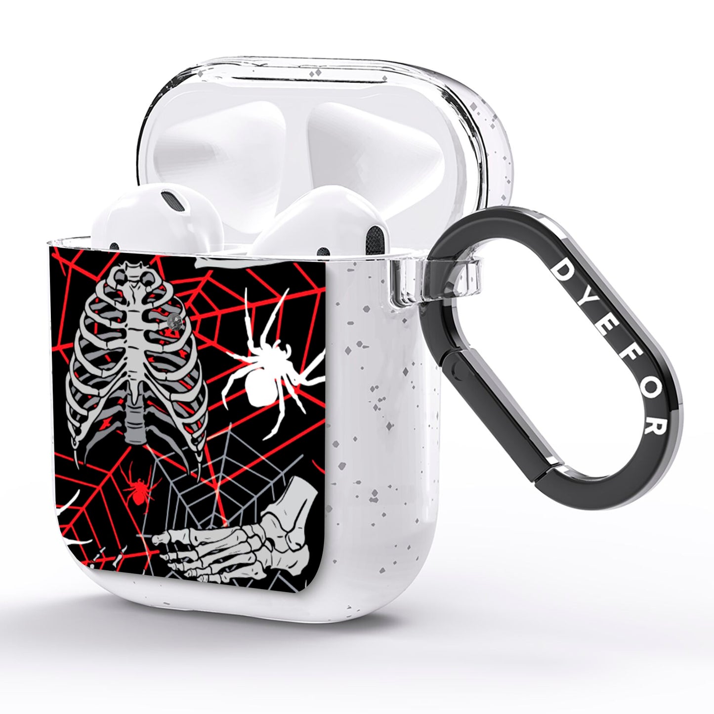 Grey and Red Cobwebs AirPods Glitter Case Side Image