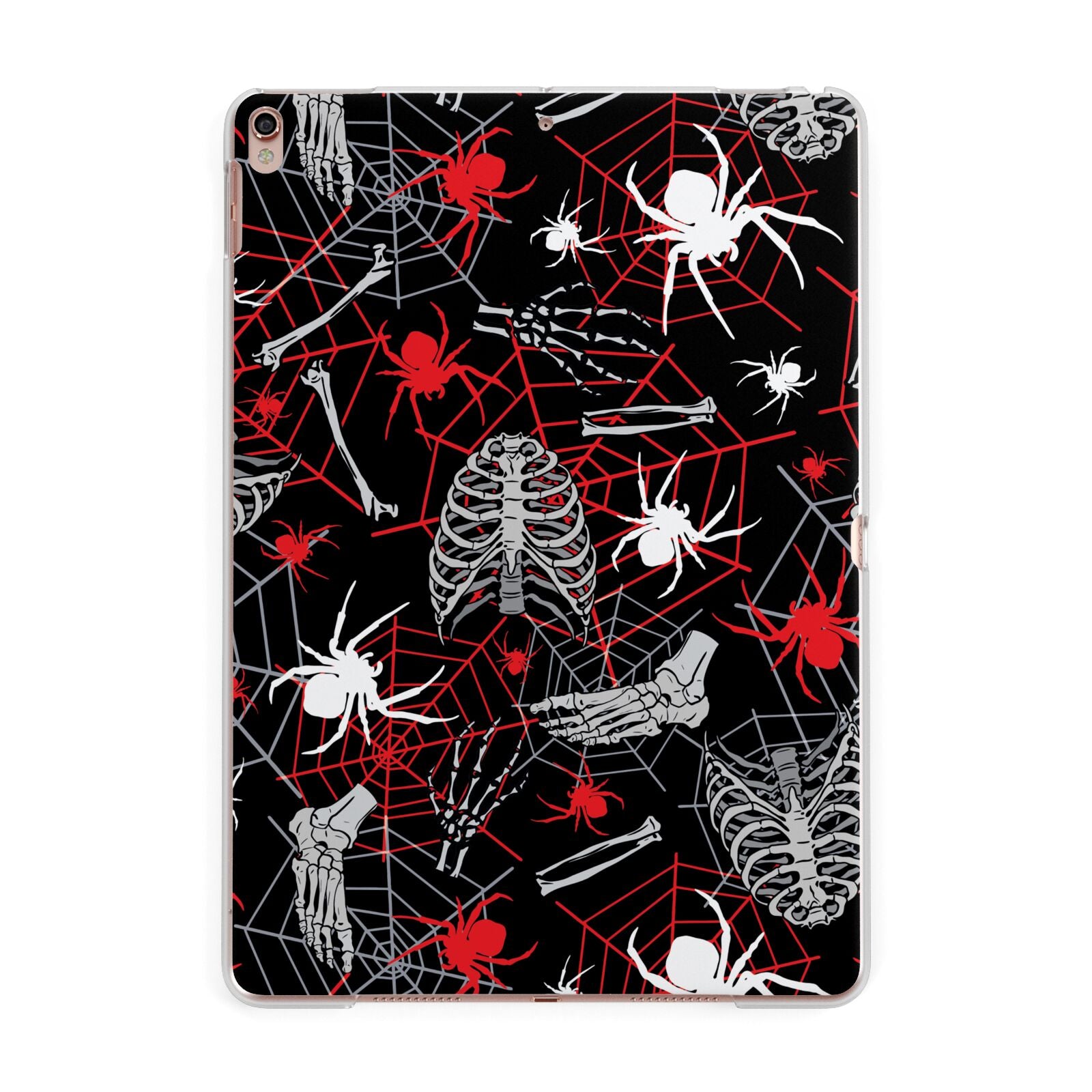 Grey and Red Cobwebs Apple iPad Rose Gold Case