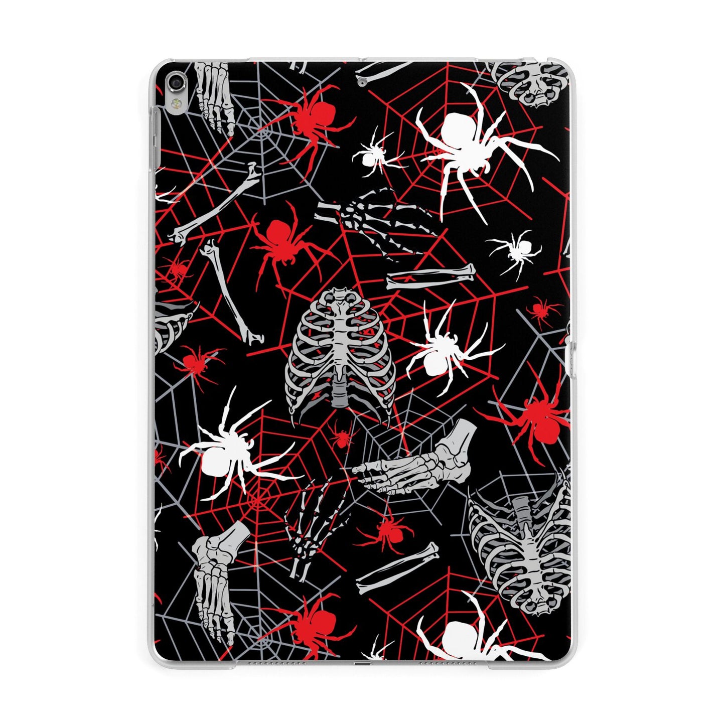 Grey and Red Cobwebs Apple iPad Silver Case