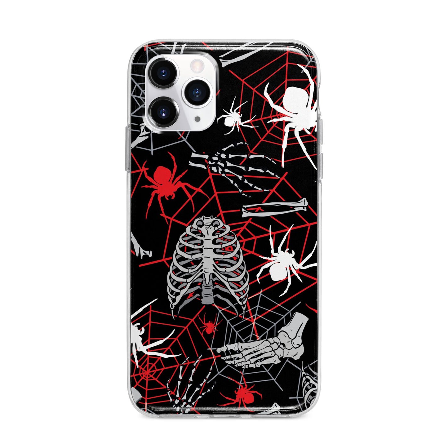 Grey and Red Cobwebs Apple iPhone 11 Pro Max in Silver with Bumper Case