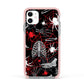 Grey and Red Cobwebs Apple iPhone 11 in White with Pink Impact Case