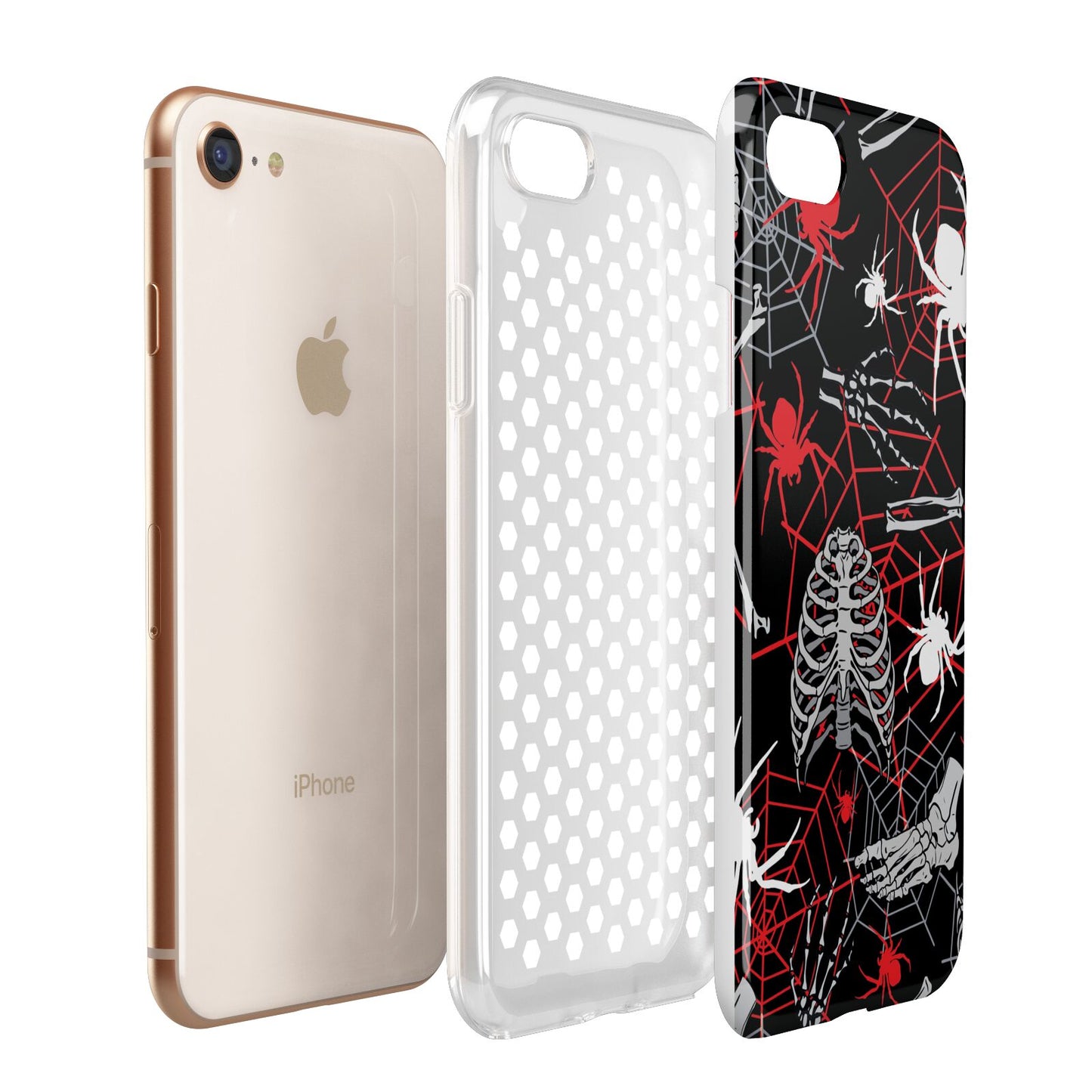 Grey and Red Cobwebs Apple iPhone 7 8 3D Tough Case Expanded View