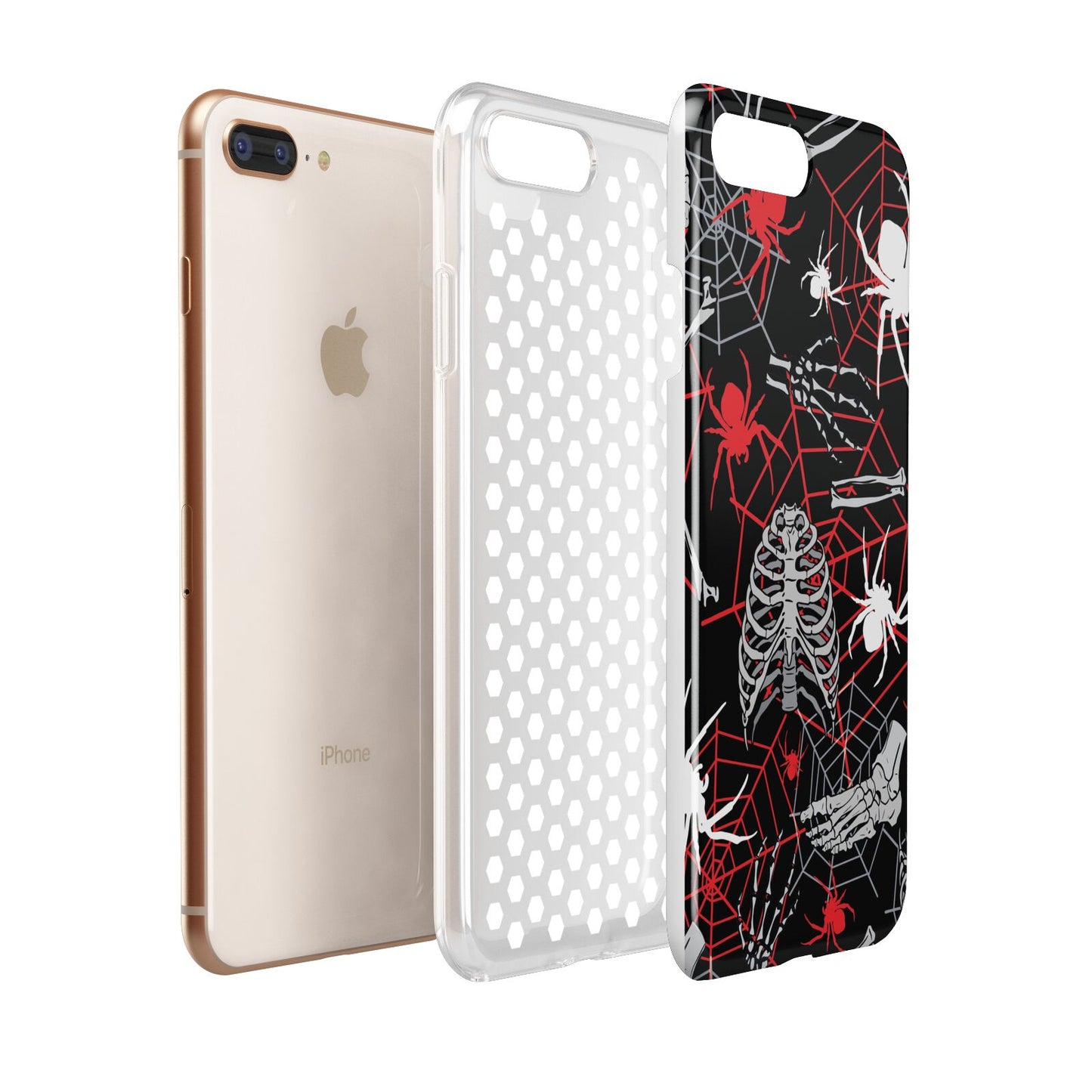 Grey and Red Cobwebs Apple iPhone 7 8 Plus 3D Tough Case Expanded View