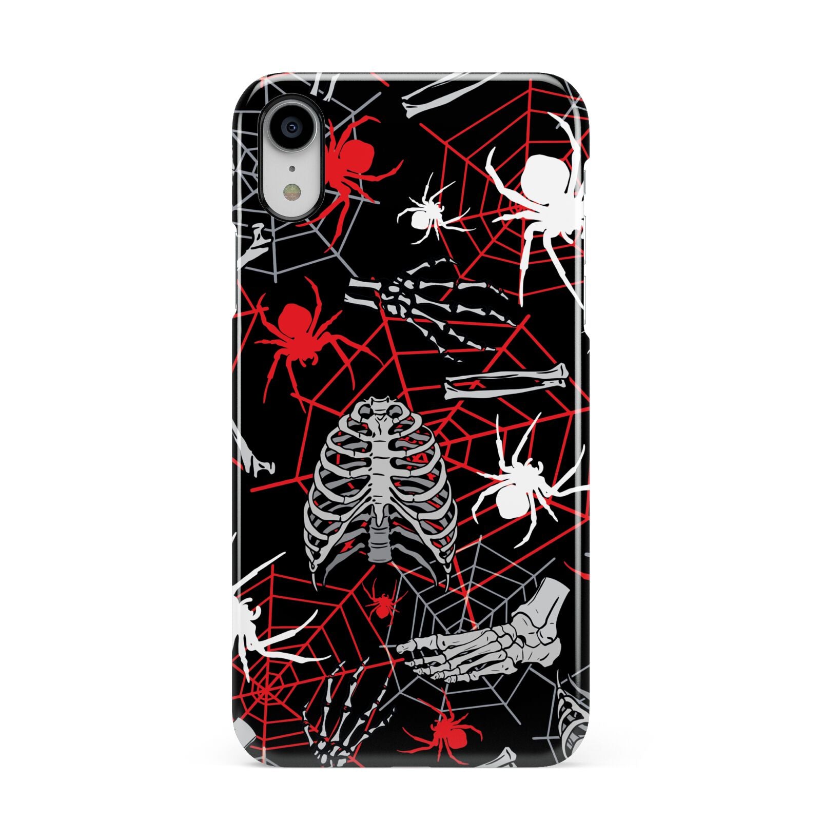 Grey and Red Cobwebs Apple iPhone XR White 3D Snap Case