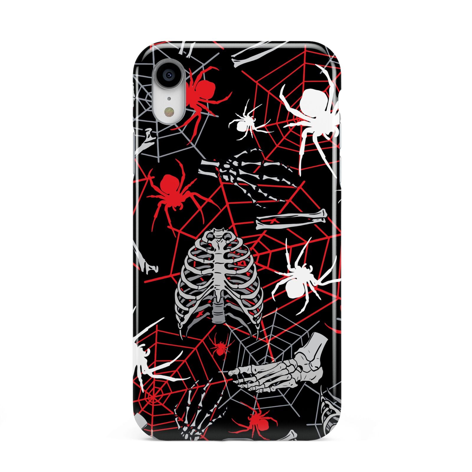 Grey and Red Cobwebs Apple iPhone XR White 3D Tough Case