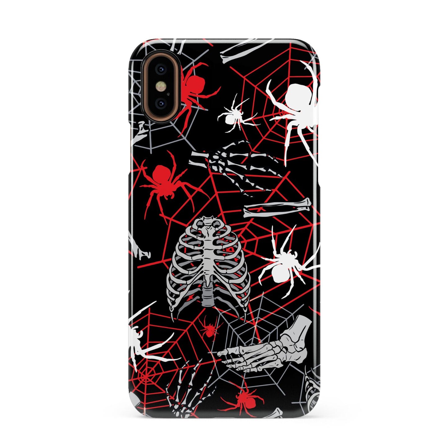 Grey and Red Cobwebs Apple iPhone XS 3D Snap Case