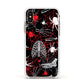 Grey and Red Cobwebs Apple iPhone Xs Impact Case White Edge on Gold Phone