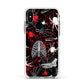 Grey and Red Cobwebs Apple iPhone Xs Impact Case White Edge on Silver Phone