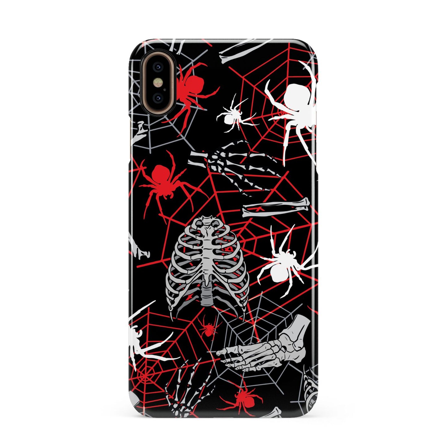 Grey and Red Cobwebs Apple iPhone Xs Max 3D Snap Case