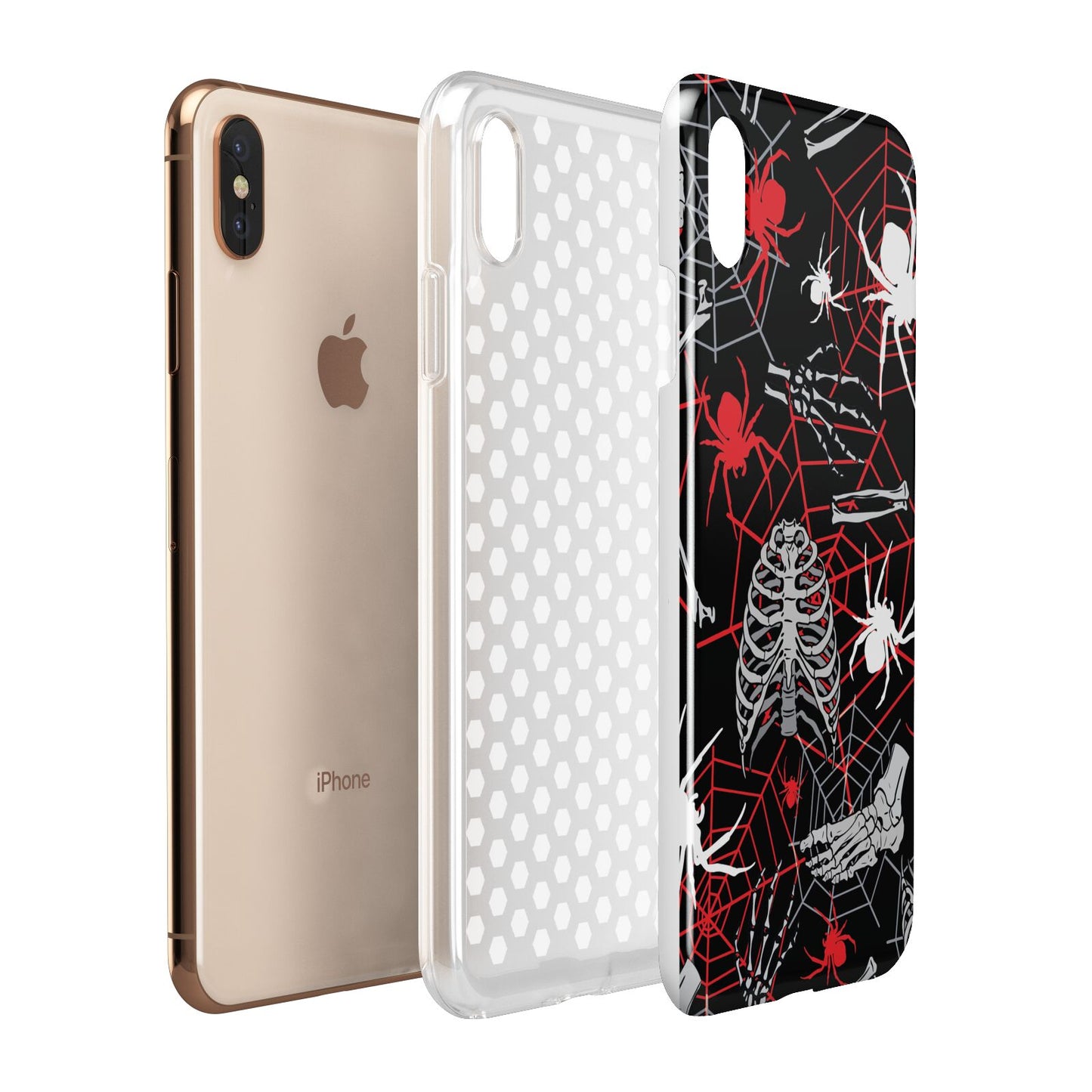 Grey and Red Cobwebs Apple iPhone Xs Max 3D Tough Case Expanded View