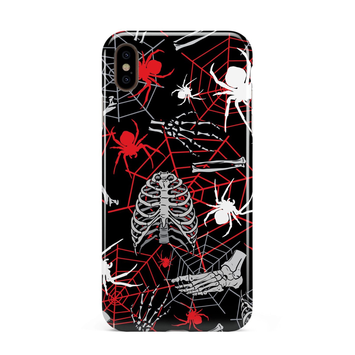 Grey and Red Cobwebs Apple iPhone Xs Max 3D Tough Case