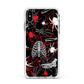 Grey and Red Cobwebs Apple iPhone Xs Max Impact Case White Edge on Silver Phone