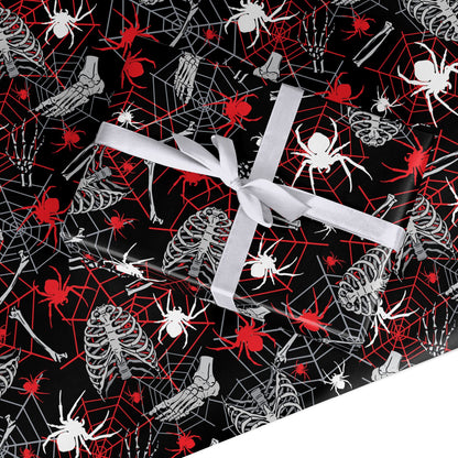 Grey and Red Cobwebs Custom Wrapping Paper