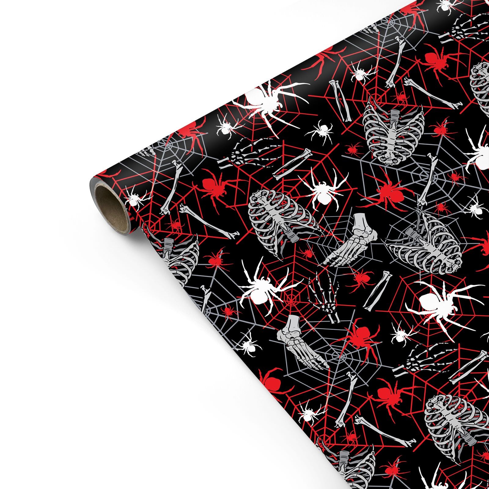 Grey and Red Cobwebs Personalised Gift Wrap