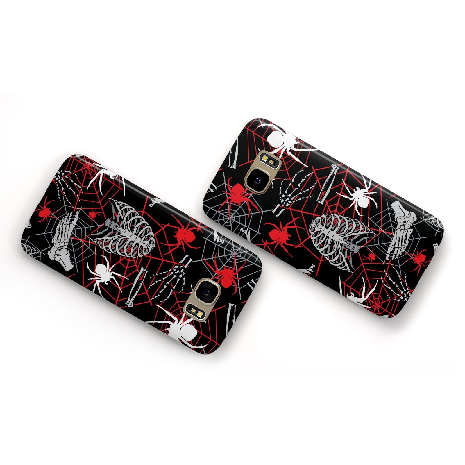 Grey and Red Cobwebs Samsung Galaxy Case Flat Overview
