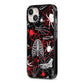 Grey and Red Cobwebs iPhone 13 Black Impact Case Side Angle on Silver phone