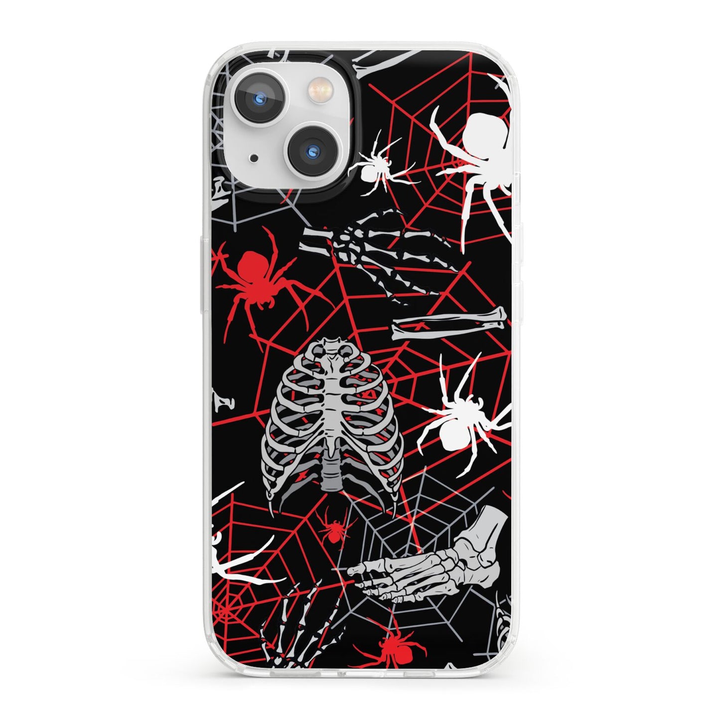 Grey and Red Cobwebs iPhone 13 Clear Bumper Case