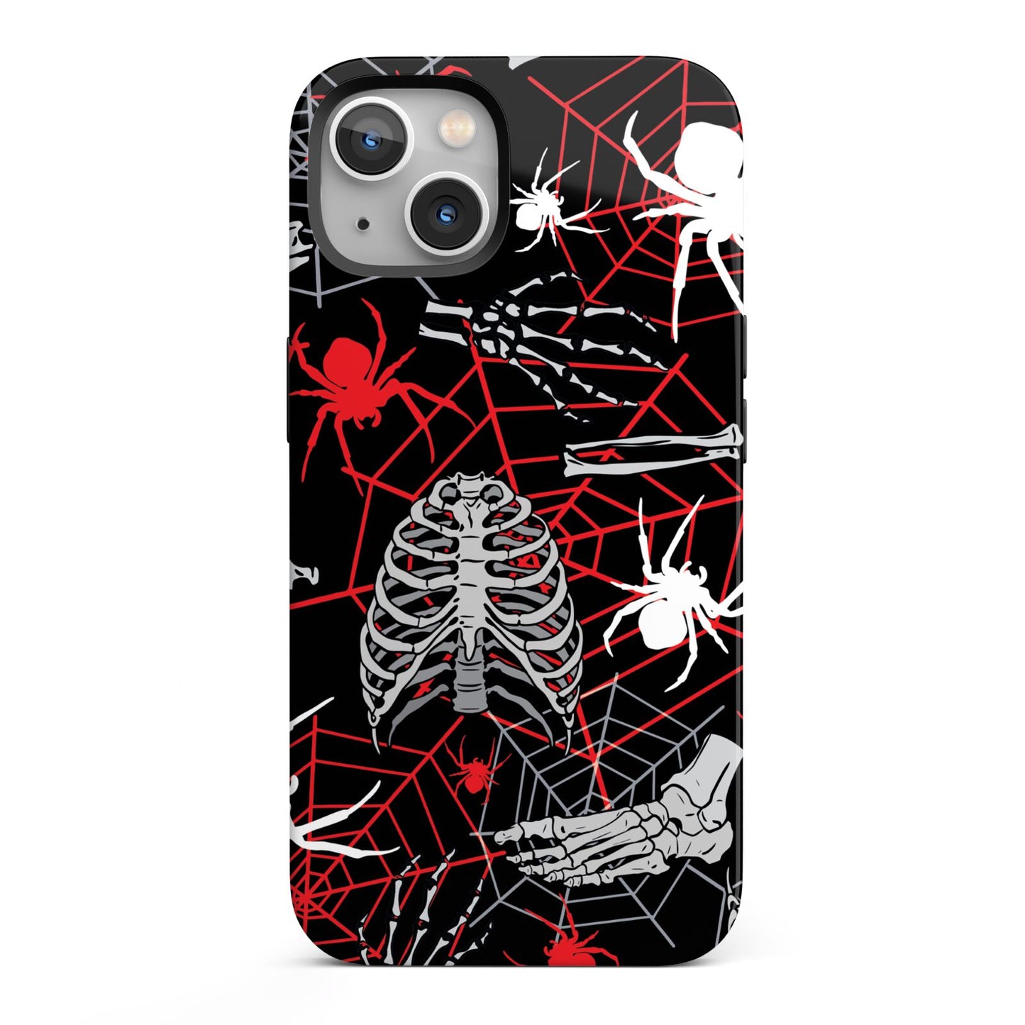 Grey and Red Cobwebs iPhone 13 Full Wrap 3D Tough Case