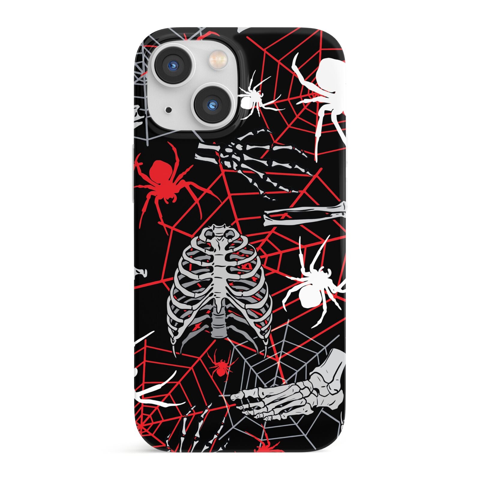 Grey and Red Cobwebs iPhone 13 Mini Full Wrap 3D Snap Case